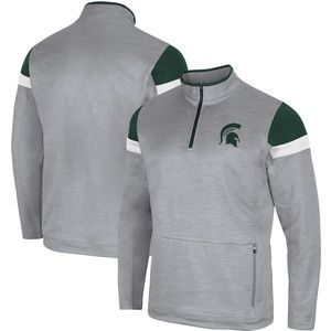 Men's Colosseum Gray Michigan State Spartans Bingo Quarter-Zip Jacket Large